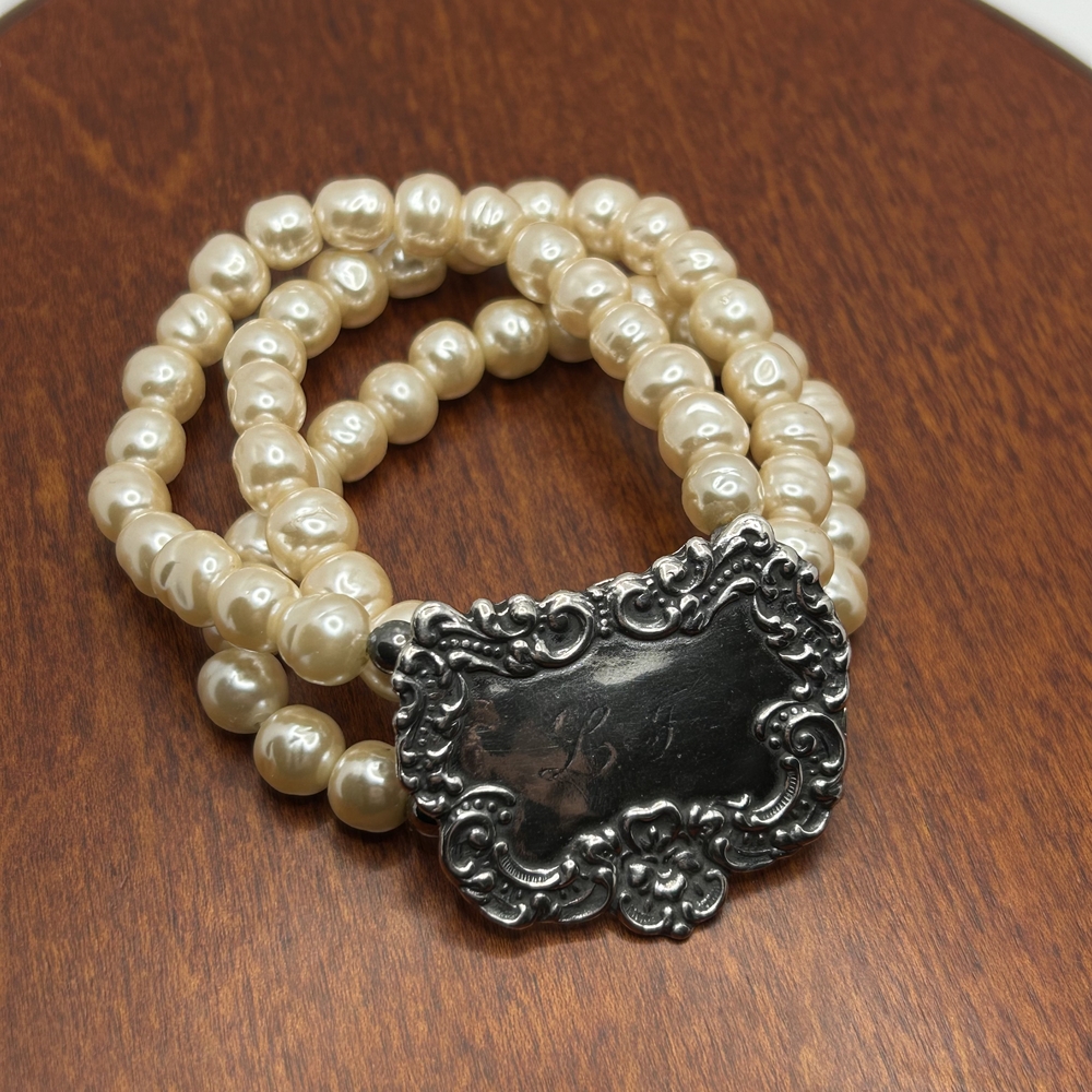 Vintage Foree Multi Strand Pearl Bracelet Sterling Silver Tag Accent